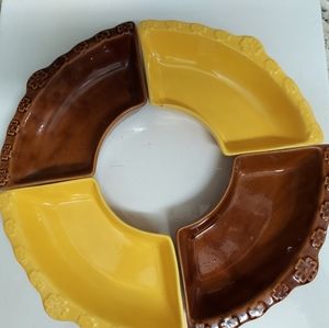 Vintage 4 Piece California Pottery L55 Lazy Susan Chip Vegetable Plates Replace.